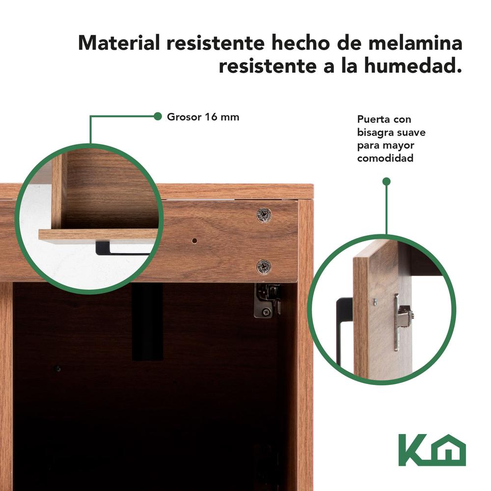 Mueble Organizador Gabinete Baño + Espejo Redondo Luz LED