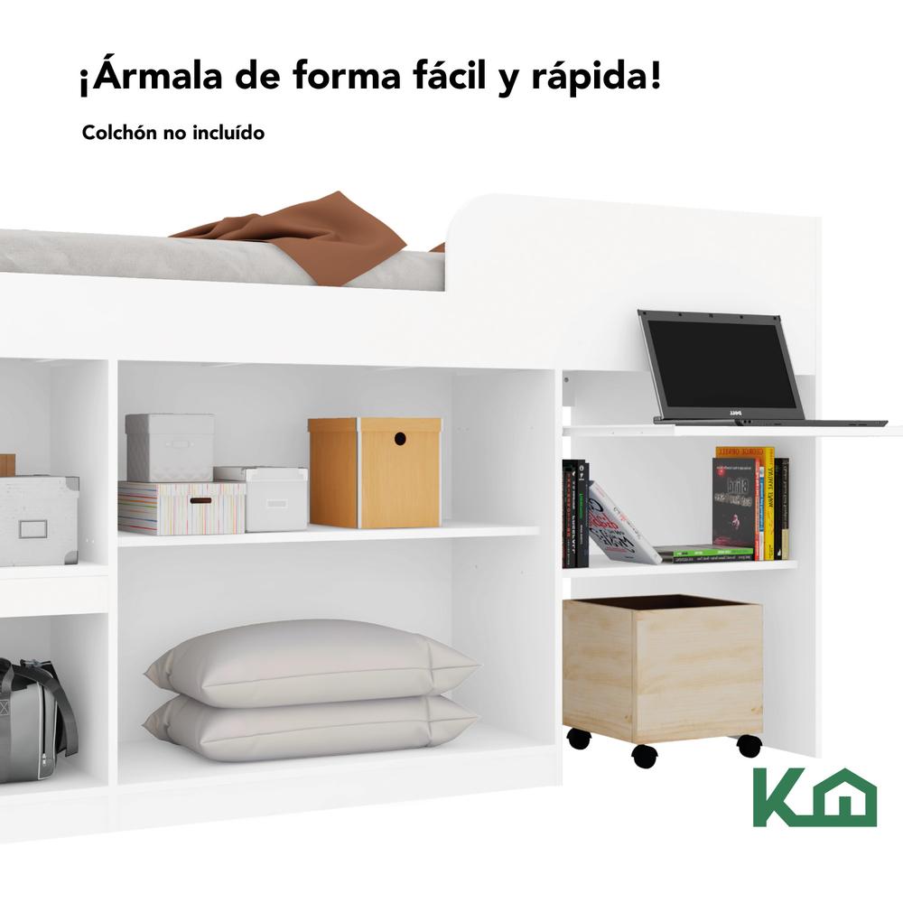 Cama Individual Escritorio Cajones Litera Base KingsHouse