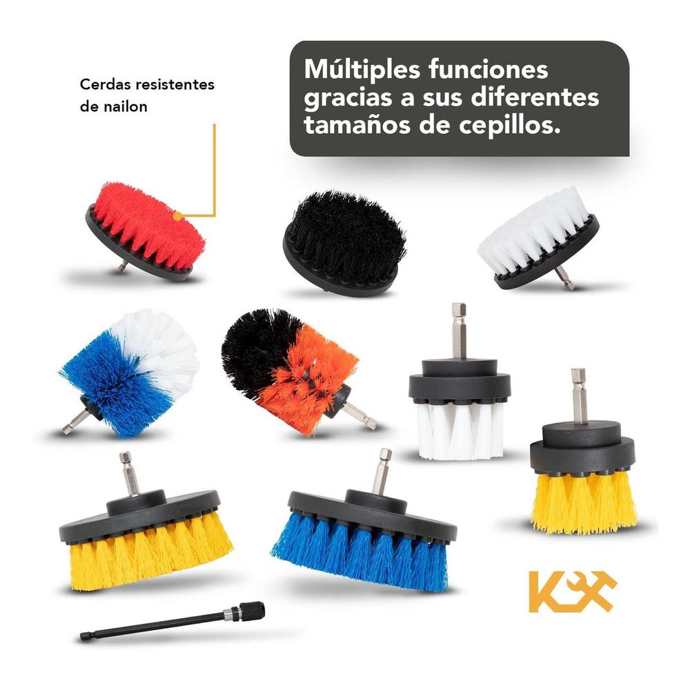 Cepillo para Taladro Juego 10 Piezas para Limpieza Cerdas Multiusos 300159 Kingsman