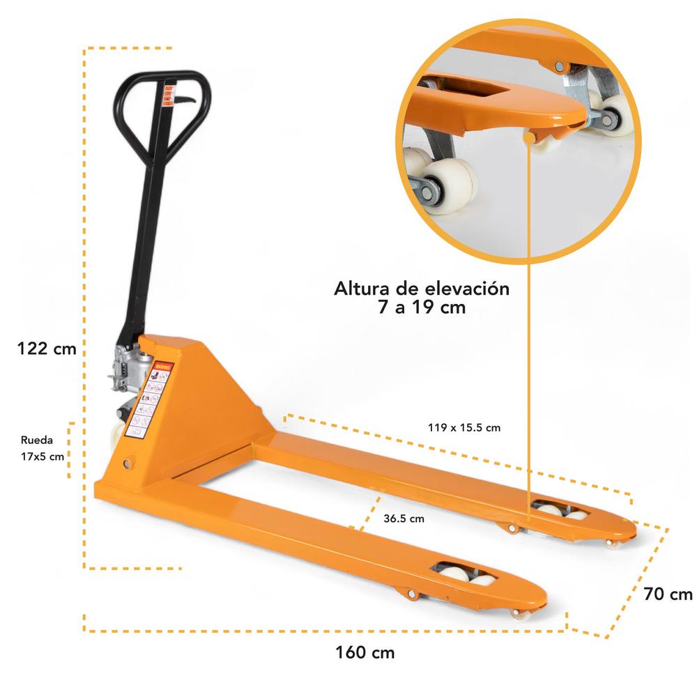 Transpaleta Hidraulica Capacidad 3 Ton Rueda Poliuretano KX-SDC30A Kingsman