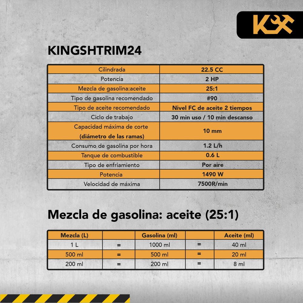 Cortasetos A Gasolina De 23 Pulgadas 22.5 CC Motor 2 Tiempos