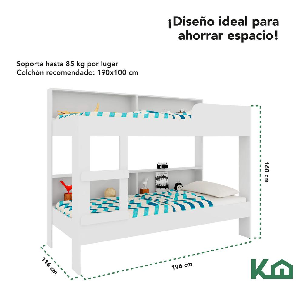 Litera Doble Individual Base Cama Con Estante KingsHouse