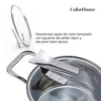 Thumbnail for Batería de Cocina Acero Inoxidable 7 Piezas ColorHome