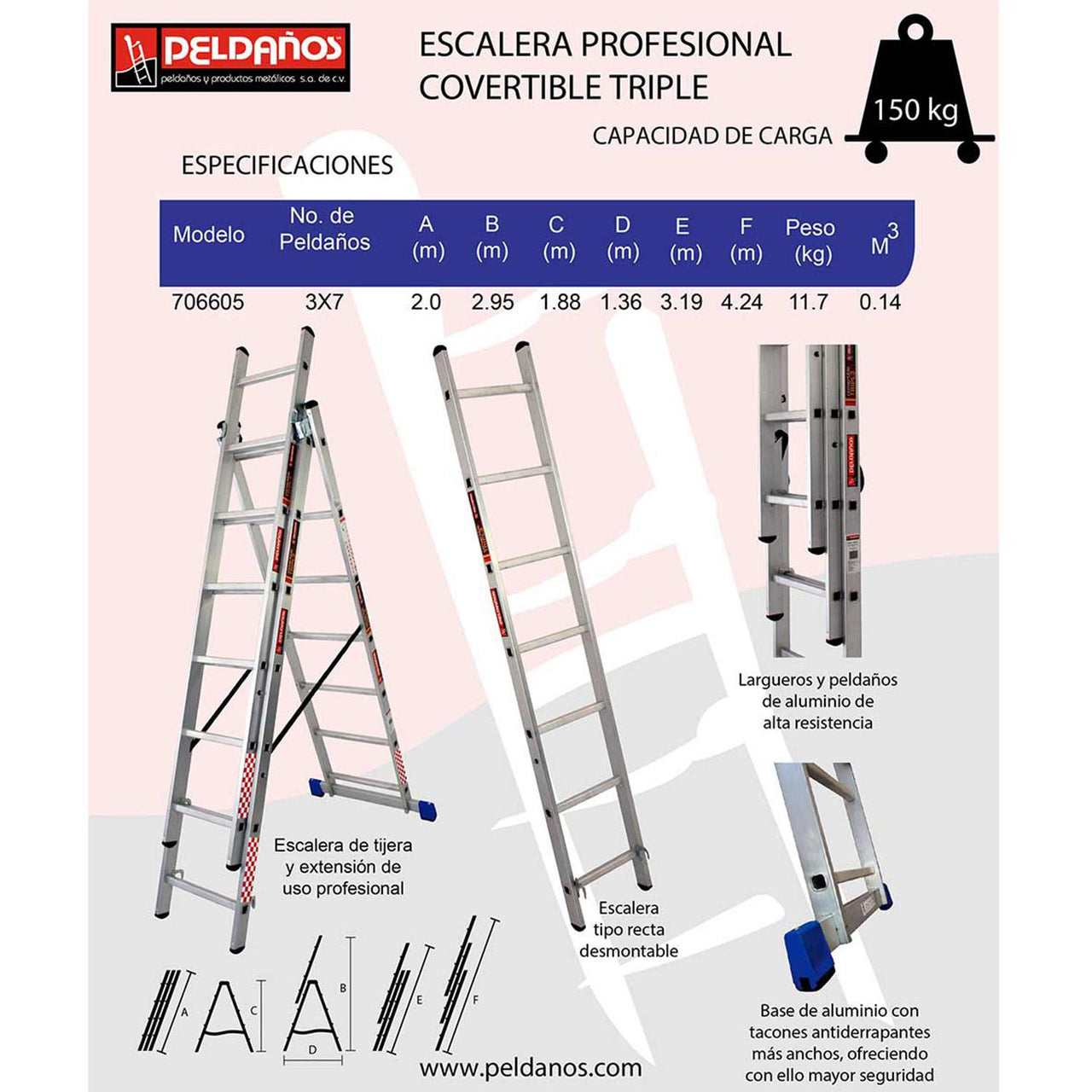 Escalera Covertible Tipo Tijera + Escalera 1 Escalon Mini