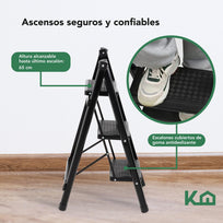 Escalera De Acero Plegable Tipo Tijera 3 Peldaños KingsHouseKHEPN3