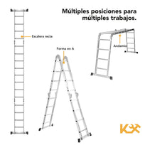 Escalera Multiposiciones De Aluminio 4.5 Metros 16 PeldañosKMEM45