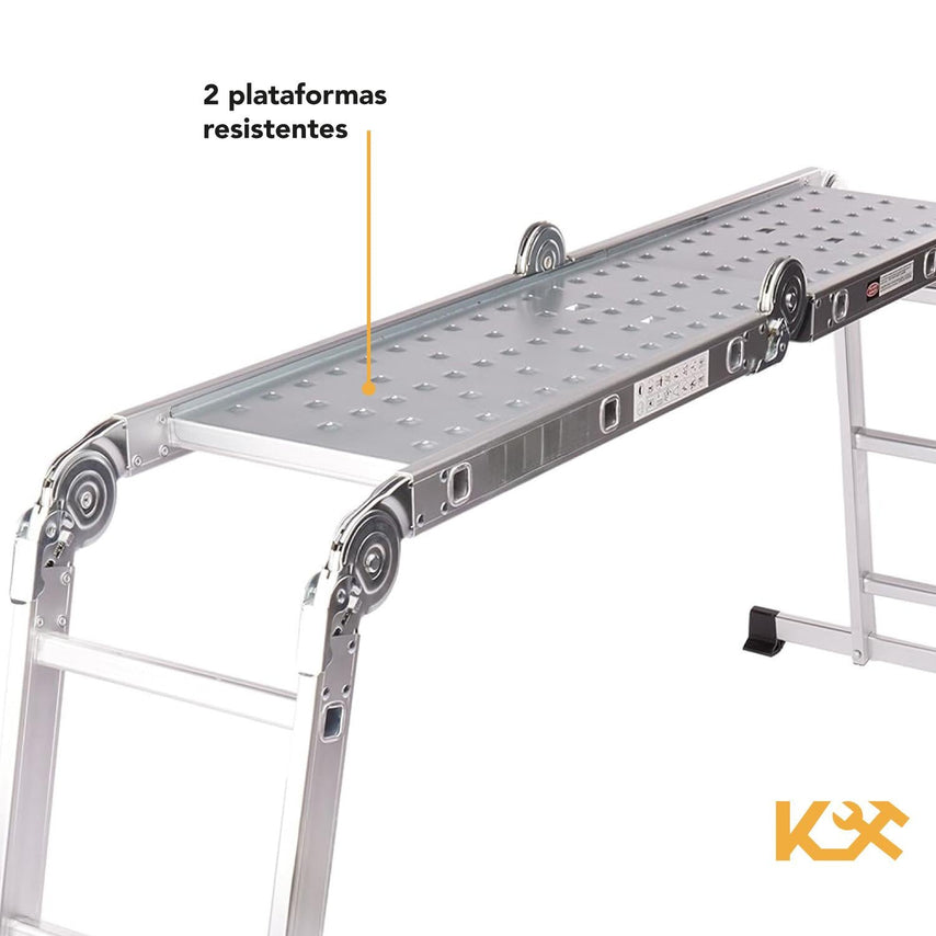 Escalera Multiposiciones De Aluminio 4.5 Metros 16 PeldañosKMEM45