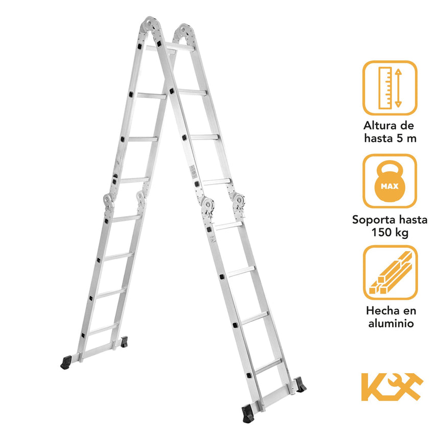 Escalera Multiposiciones De Aluminio 5 Metros 16 PeldañosKMEM45