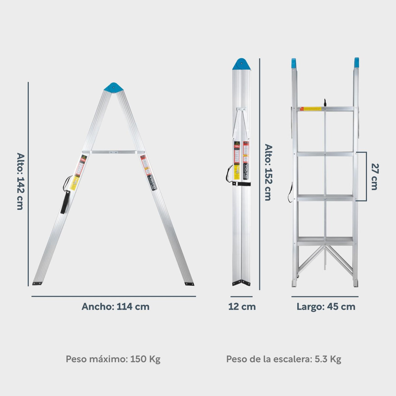 Escalera Plegable Aluminio 4 Escalones Fold A Step Portátil