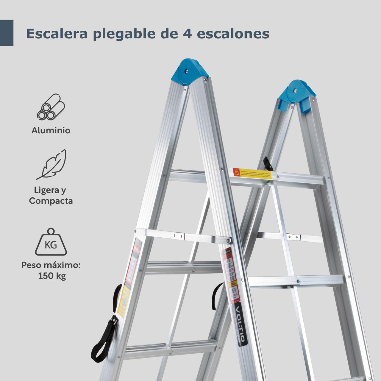 Escalera Plegable Aluminio 4 Escalones Fold A Step Portátil