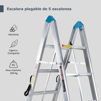 Thumbnail for Escalera Plegable Aluminio 5 Escalones Fold A Step Portátil