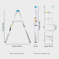 Thumbnail for Escalera Plegable Aluminio 5 Escalones Fold A Step Portátil