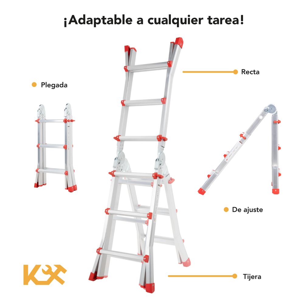 Escalera Plegable De Aluminio 3M Telescopica Multiposiciones