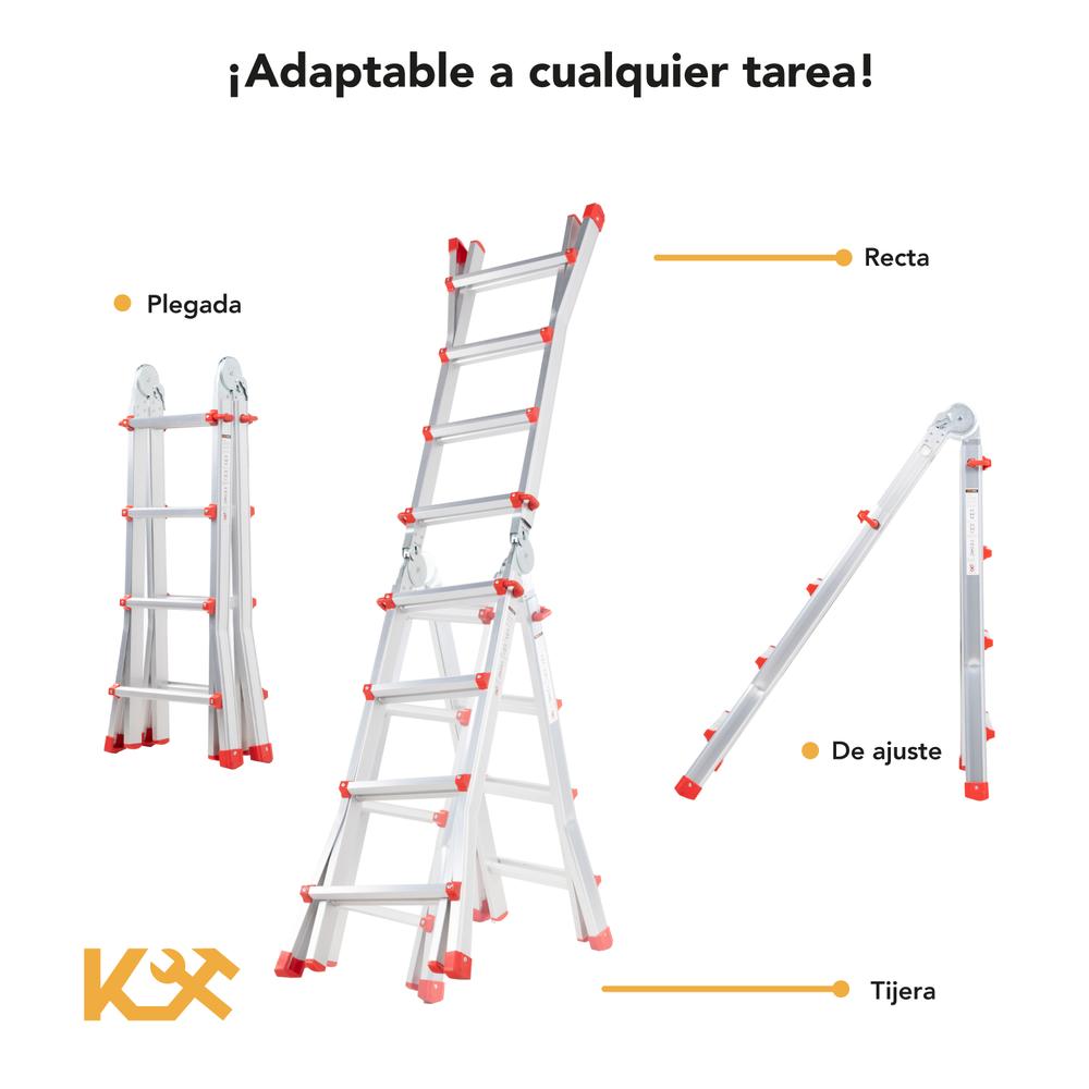 Escalera Plegable De Aluminio 4M Telescopica Multiposiciones