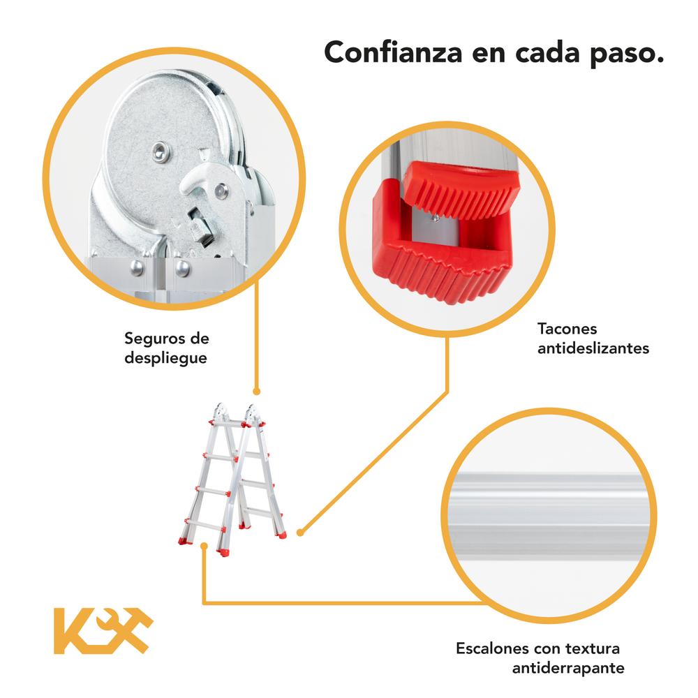 Escalera Plegable De Aluminio 4M Telescopica Multiposiciones