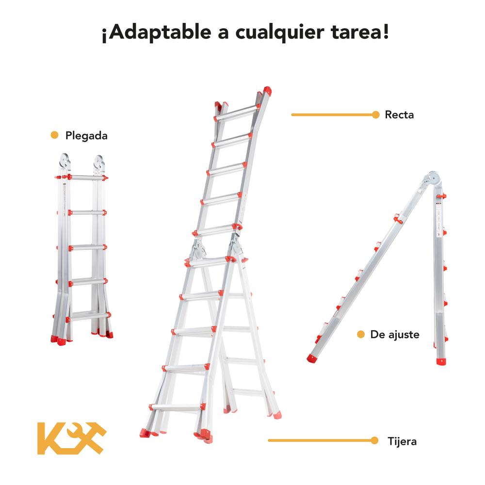 Escalera Plegable De Aluminio 5M Telescopica Multiposiciones