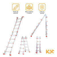 Thumbnail for Escalera Plegable De Aluminio 5M Telescopica Multiposiciones