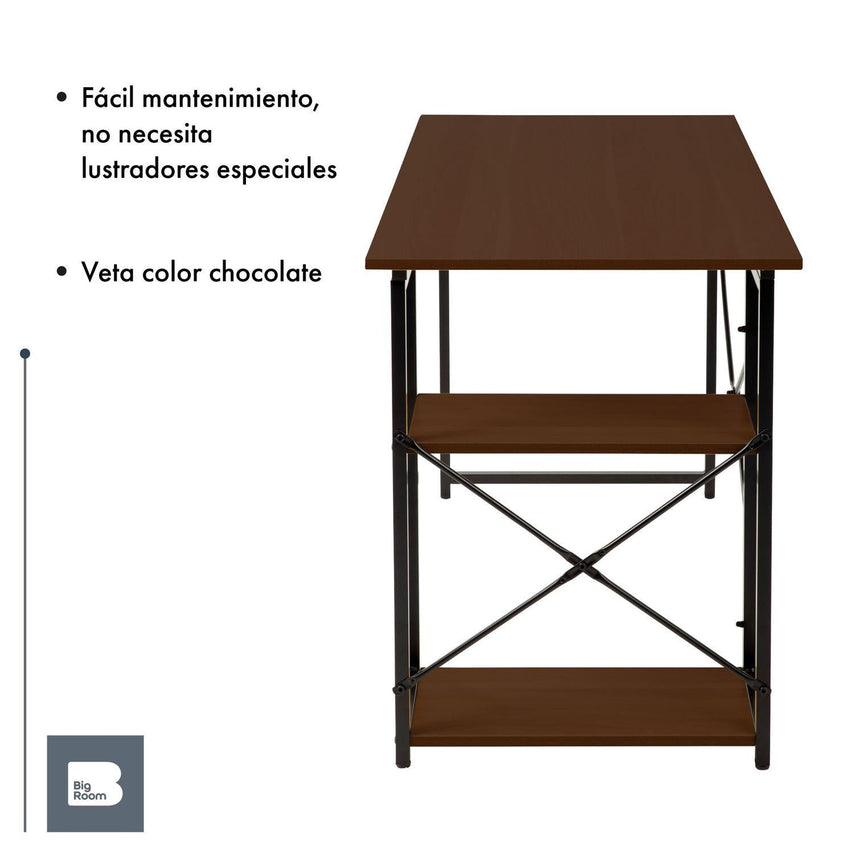 Escritorio Con 2 Repisas Madera Estructura Metal MinimalistaHJRP7M280001