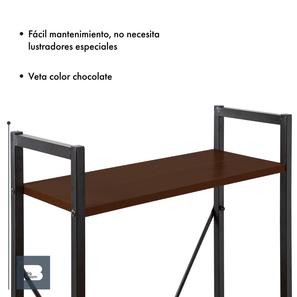 Escritorio Con 3 Repisas Madera Estructura Metal Minimalista