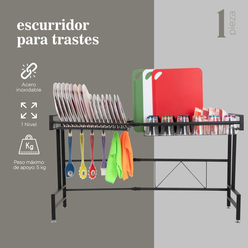 Escurridor De Platos 1 Piso Acero Inoxidable Para FregaderoCHRACK3