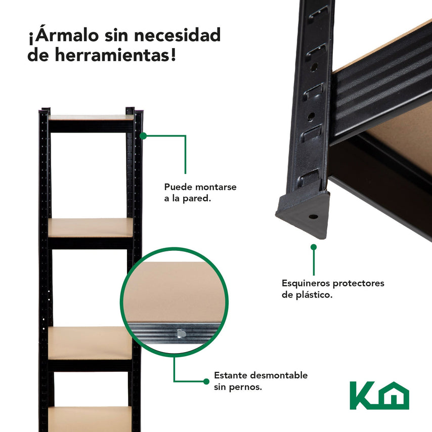 Estante Anaquel Organizador 5 Repisas Rack Multiuso MetalicoKINGSHELF5B