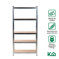 Estante Anaquel Organizador 5 Repisas Rack Multiuso MetalicoKINGSHELF5B