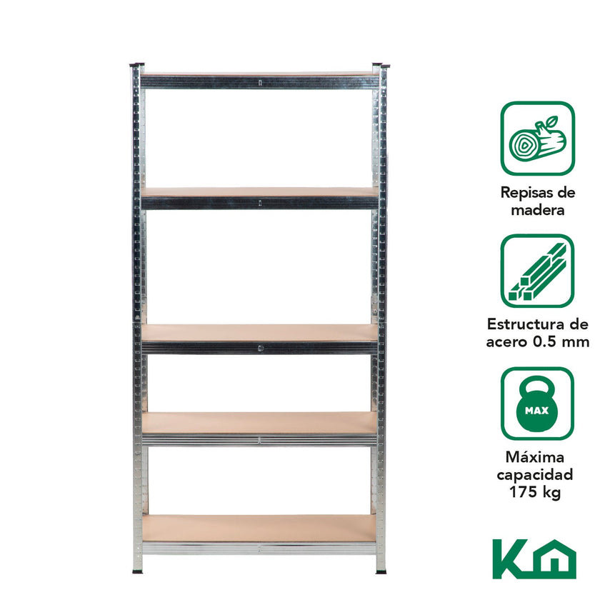 Estante Anaquel Organizador 5 Repisas Rack Multiuso MetalicoKINGSHELF5B