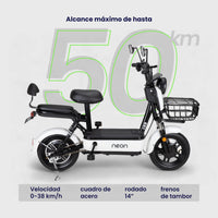 Thumbnail for Bicicleta Eléctrica 350w 38km/h Acero 150 Kg Canastilla 50km