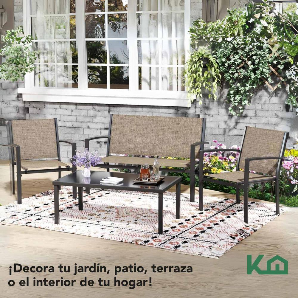 Sala Exterior para Jardin Textileno Sillas Sillon Mesa 4Pzas