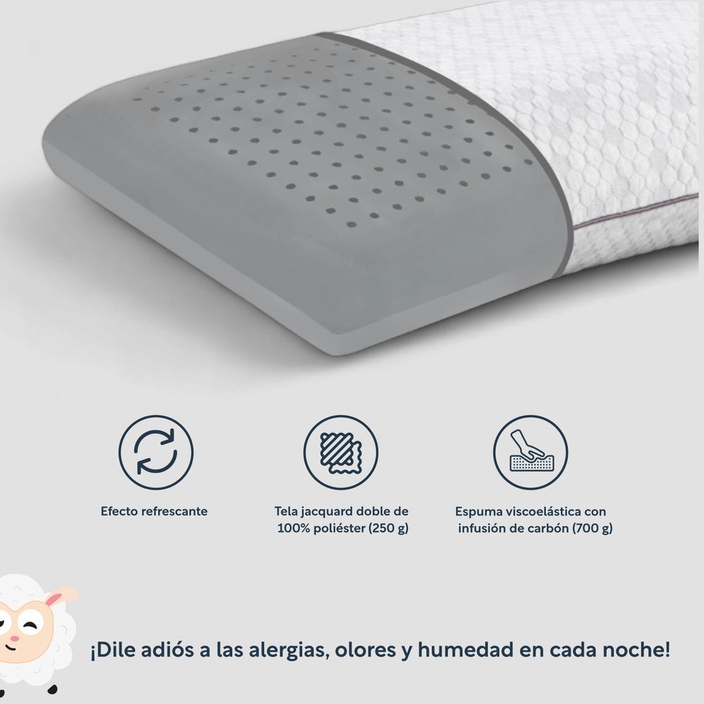 Almohada Queen Memory Foam Graphite Carbón Viscoelástica