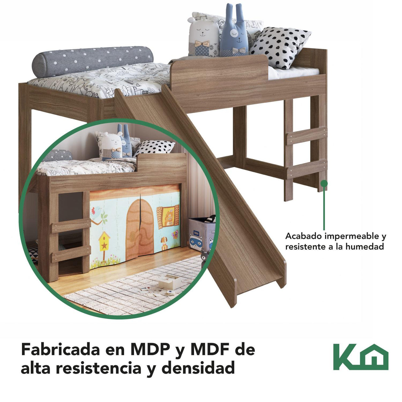 Cama Individual Resbaladilla Tobogán Mini Loft KingsHouse