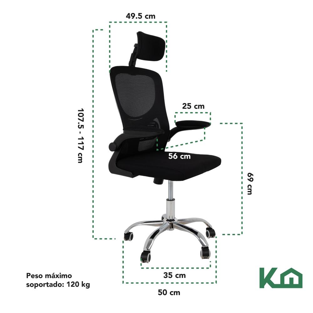 Silla Giratoria de Escritorio Ergonomica Negra Mesh Oficina