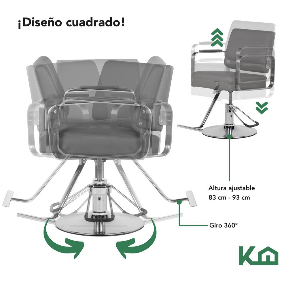 Sillon Barbero Estetica Hidraulico Ajustable Gris Barberia