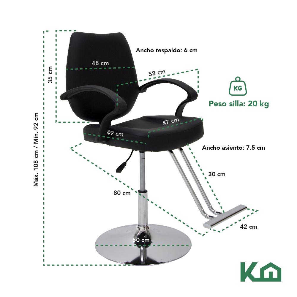 Silla Sillón Barbero Hidráulico Reposapiés Estética Peluquer