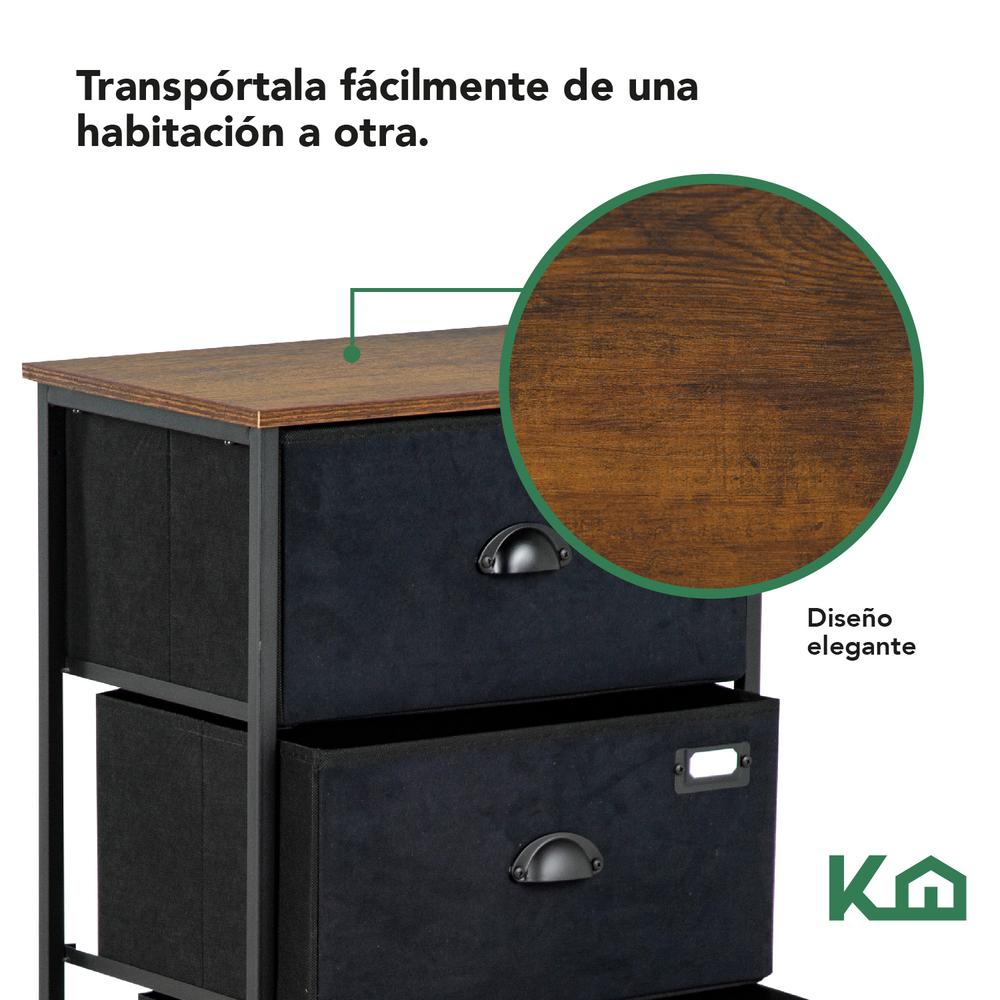 Comoda Cajonera de 4 Cajones Mueble Organizador Tela Madera