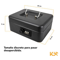 Caja Dinero de Combinación con Perilla 20x16x9 cm Negro Ts0037G Kingsman