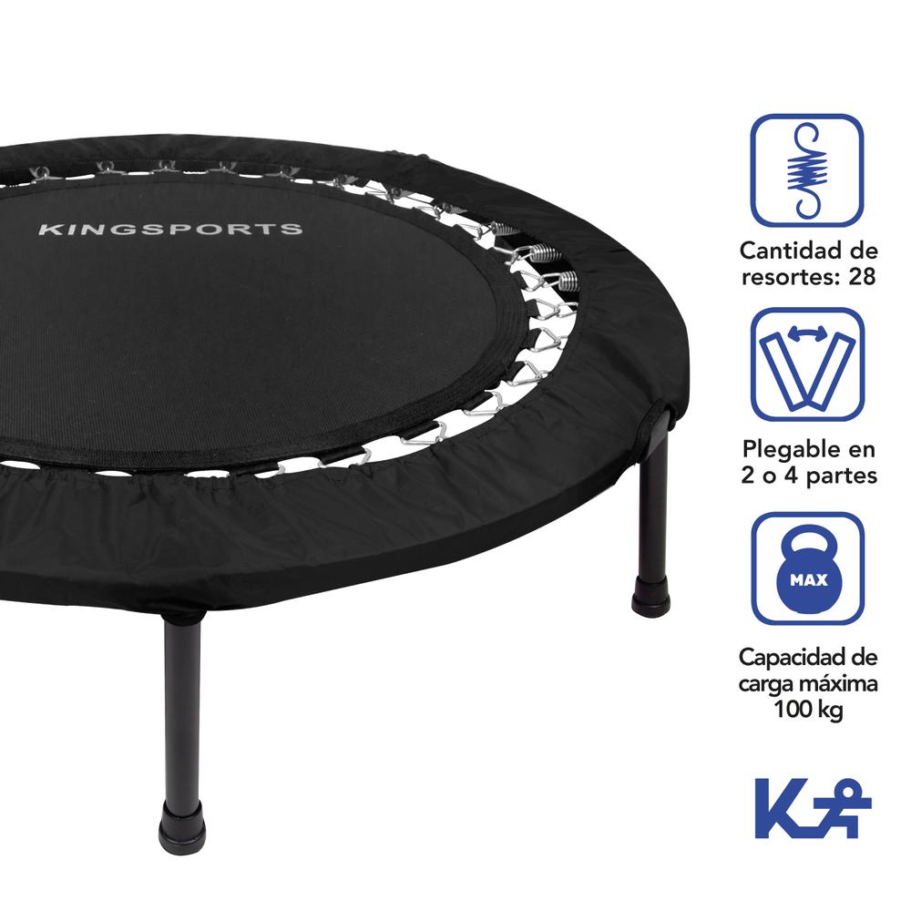 Trampolín 36” Plegable en 4 Cap. 100 Kg C/28 Resortes Color Negro