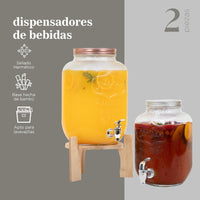 Thumbnail for Dispensadores Bebidas 4 y 8 Litros Mason Jar Vitrolero Bambu