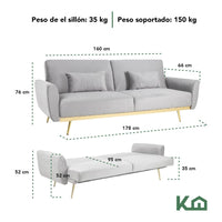 Thumbnail for Sofá Cama Silla Sillón Plegable Sala Moderna Velvet + Cojín