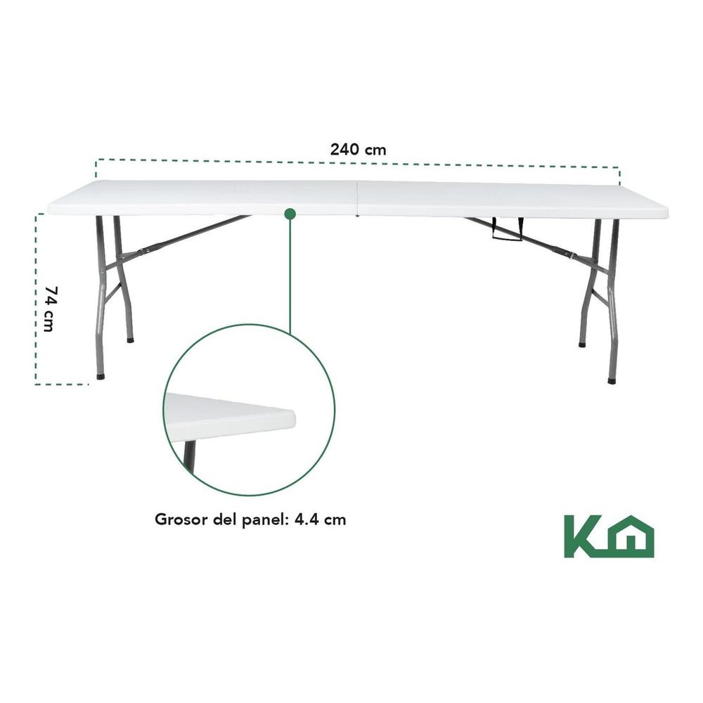 Mesa Plegable 240cm Portatil Portafolio Fiesta Jardin Hogar