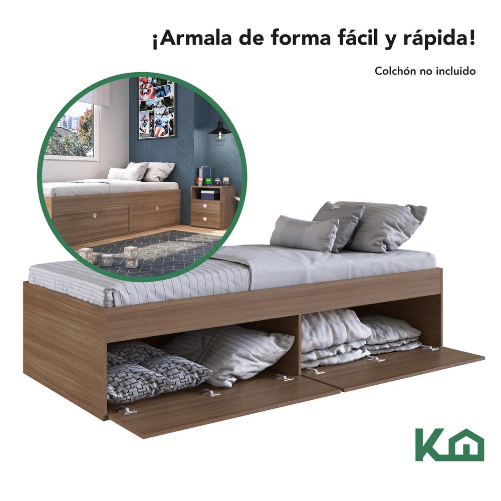 Base Cama Individual Con Cajones KingsHouse Recamara