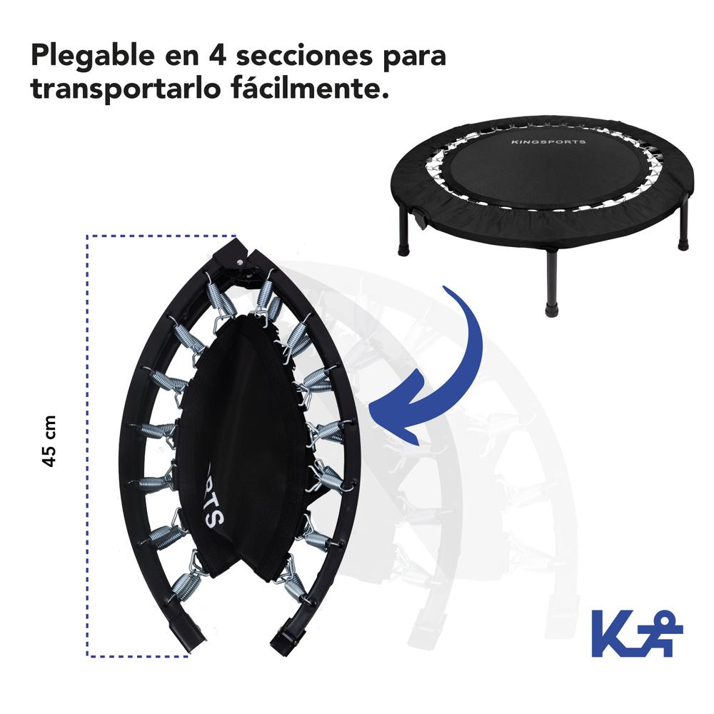 Trampolín 36” Plegable en 4 Cap. 100 Kg C/28 Resortes Color Negro