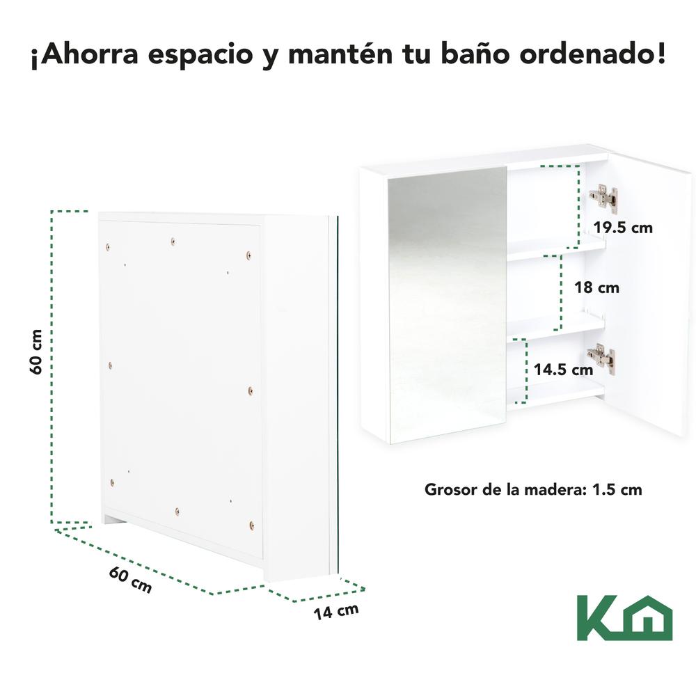 Botiquin Con Espejo Para Baño Organizador 2 Puertas Gabinete