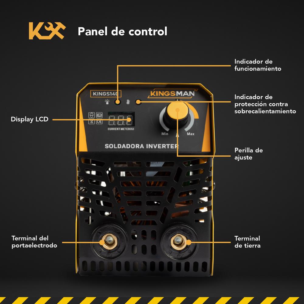 Soldadora Inverter Doble Voltaje 130 amp 110/220v 60Hz  + Accesorios Modelo KINGS140 Kingsman