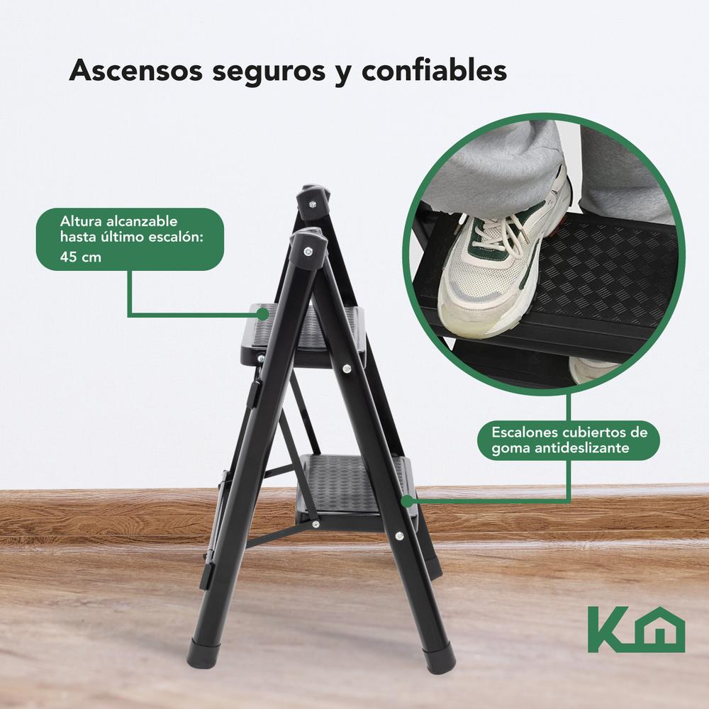 Escalera De Acero Plegable Tipo Tijera 2 Peldaños KingsHouse