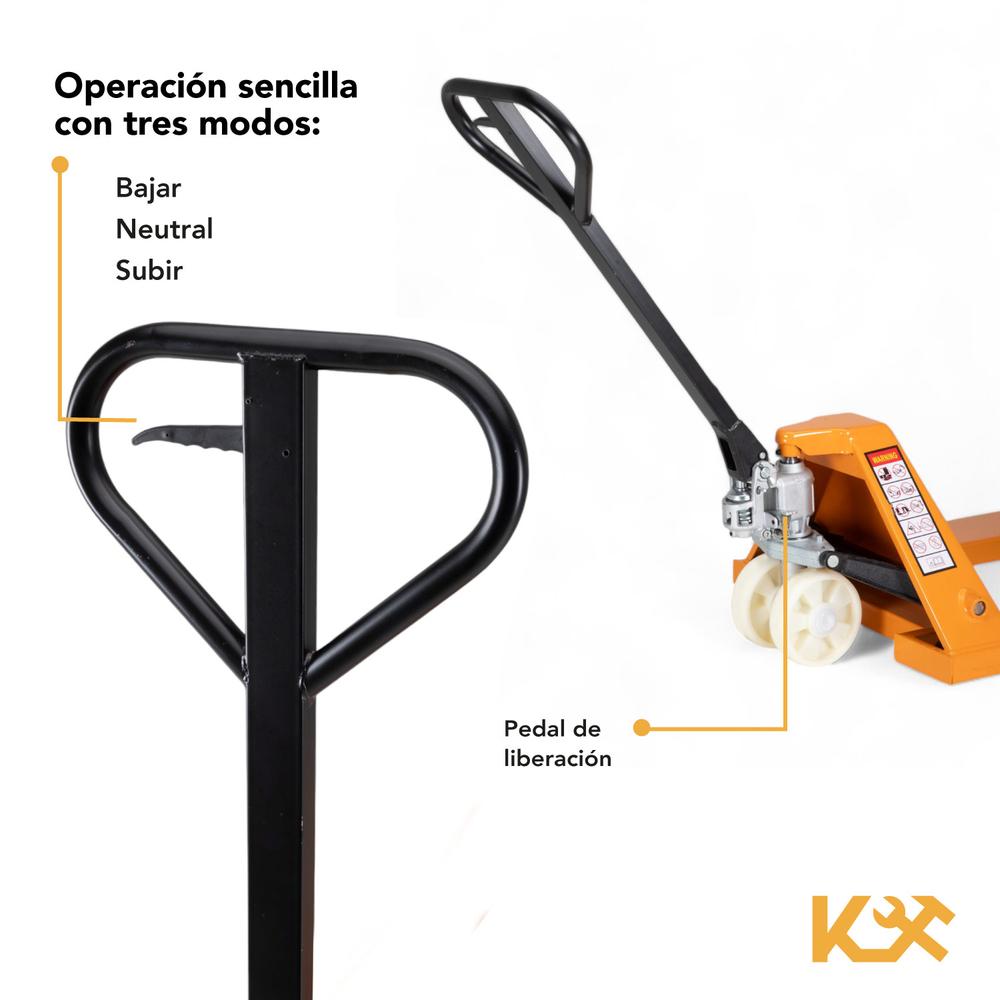 Transpaleta Hidraulica Capacidad 3 Ton Rueda Poliuretano KX-SDC30A Kingsman