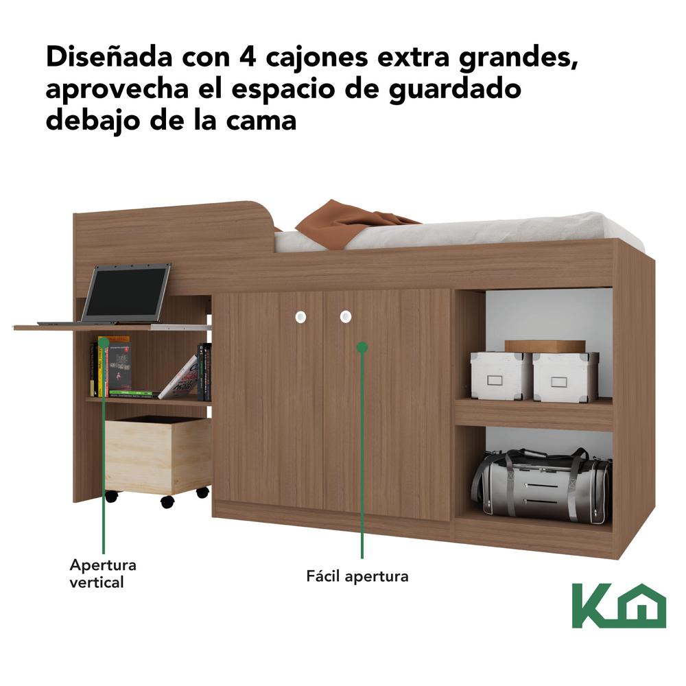 Cama Individual Escritorio Cajones Litera Base KingsHouse