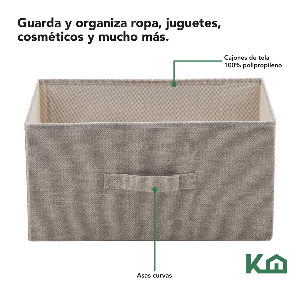 Comoda Cajonera de 3 Cajones Mueble Organizador Tela Madera