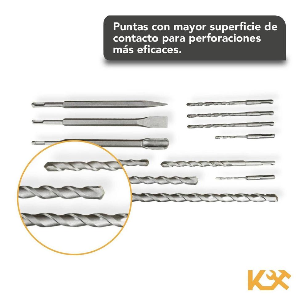 Broca y Cincel para Concreto Juego 12 Piezas SDS Plus en Portafolio 402099 Kingsman