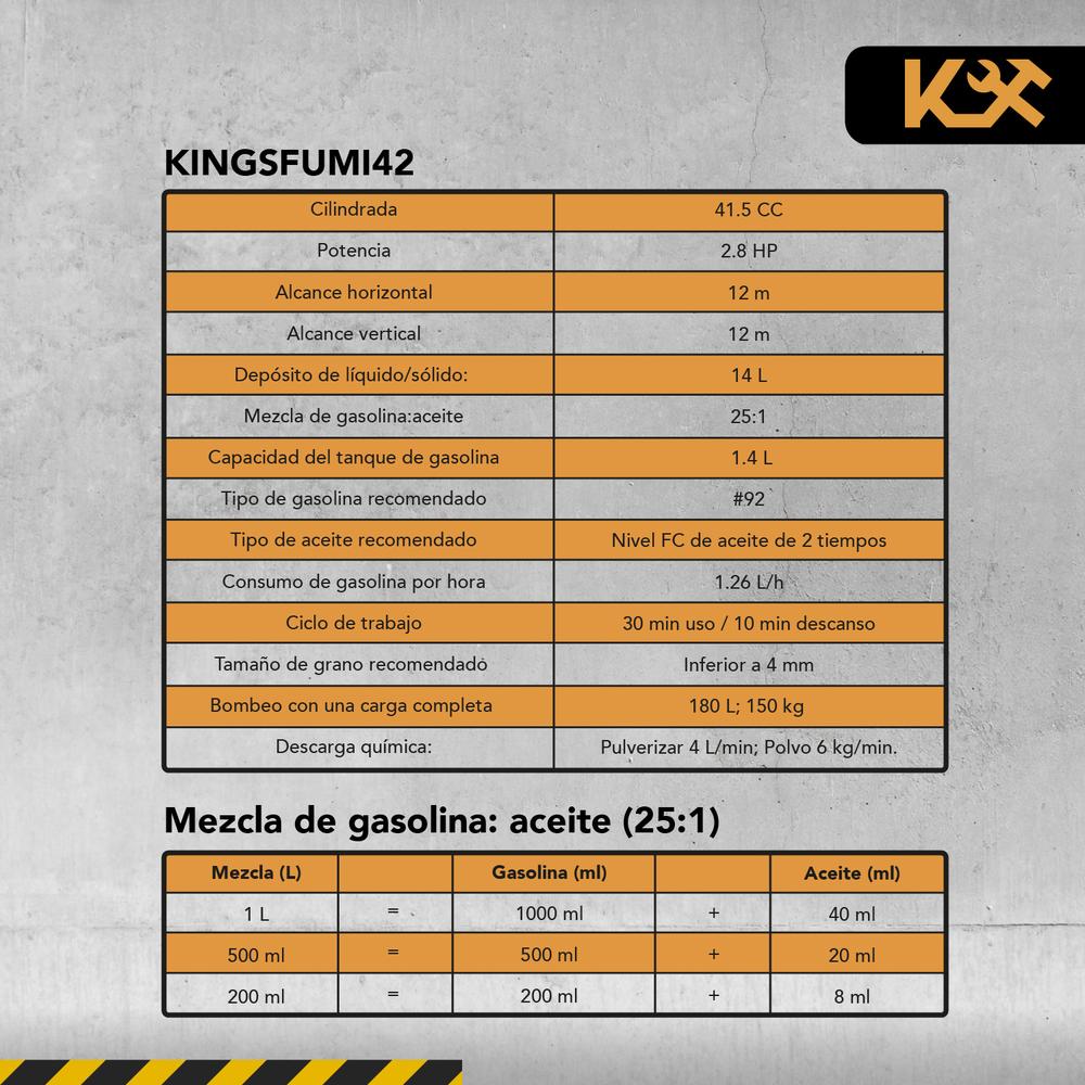 Fumigadora a Gasolina Aspersora 14L 2.8HP Liquidos Polvos 2T